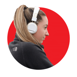 A person listening to music